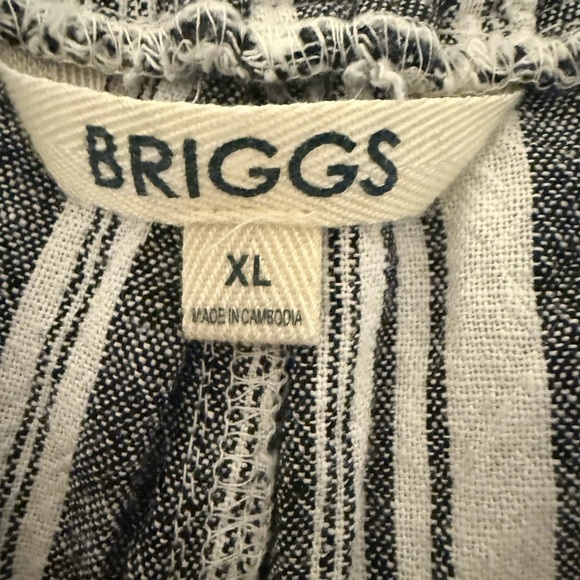 NWT Briggs Linen Blend Wide Leg Grey White Stripe Pull On Pants Women's Size XL - Picture 5 of 10